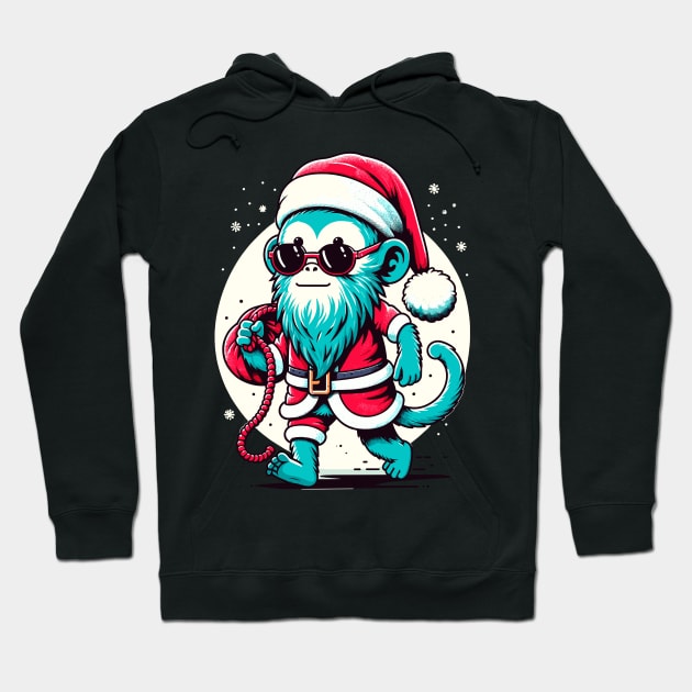 Jolly Japes: Santa Monkey's New Year Fiesta Hoodie by TimeWarpWildlife